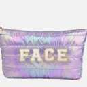 Hiroyuki Iridescent Makeup Bag, 14 inches Cosmetic Bag, Large Capacity Travel Pouch (Face, pink)