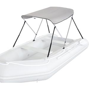 KEMIMOTO Bimini Top for Boat, Bimini Tops Cover 600D Marine Grade Canvas Boat Canopy with 6ft Length 54 in - 96 in Width 46 in Height, Includes Mounting Hardware, Straps Rear Support Poles (2 Bow 5.3'L x 43.3" H x 47"-55"W, Gray)