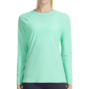 KPSUN Womens Long Sleeve Rash Guard UPF 50+ Swim Shirts Sun Uv Protection Surfing Top for Beach Swimming Quick Dry (XX-Large, Light Green)