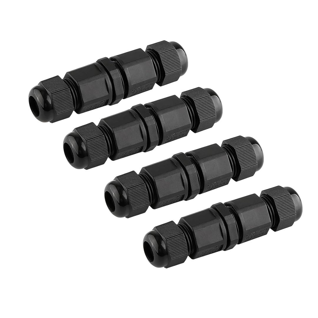 IP68 Waterproof Electrical Connectors, OutdoorJjunction Box Waterproof, M16 2 Way 3 Pin for Max  7.3mm Cable Diameter, 4 Pack