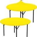 misaya 2 Packs Round Spandex Tablecloths, Stretch Elastic Tablecloth Cover Fits for 36"-44" Round Tables, Washable Polyester Tablecloth for Dining, Party, Outdoor and Indoor, Yellow