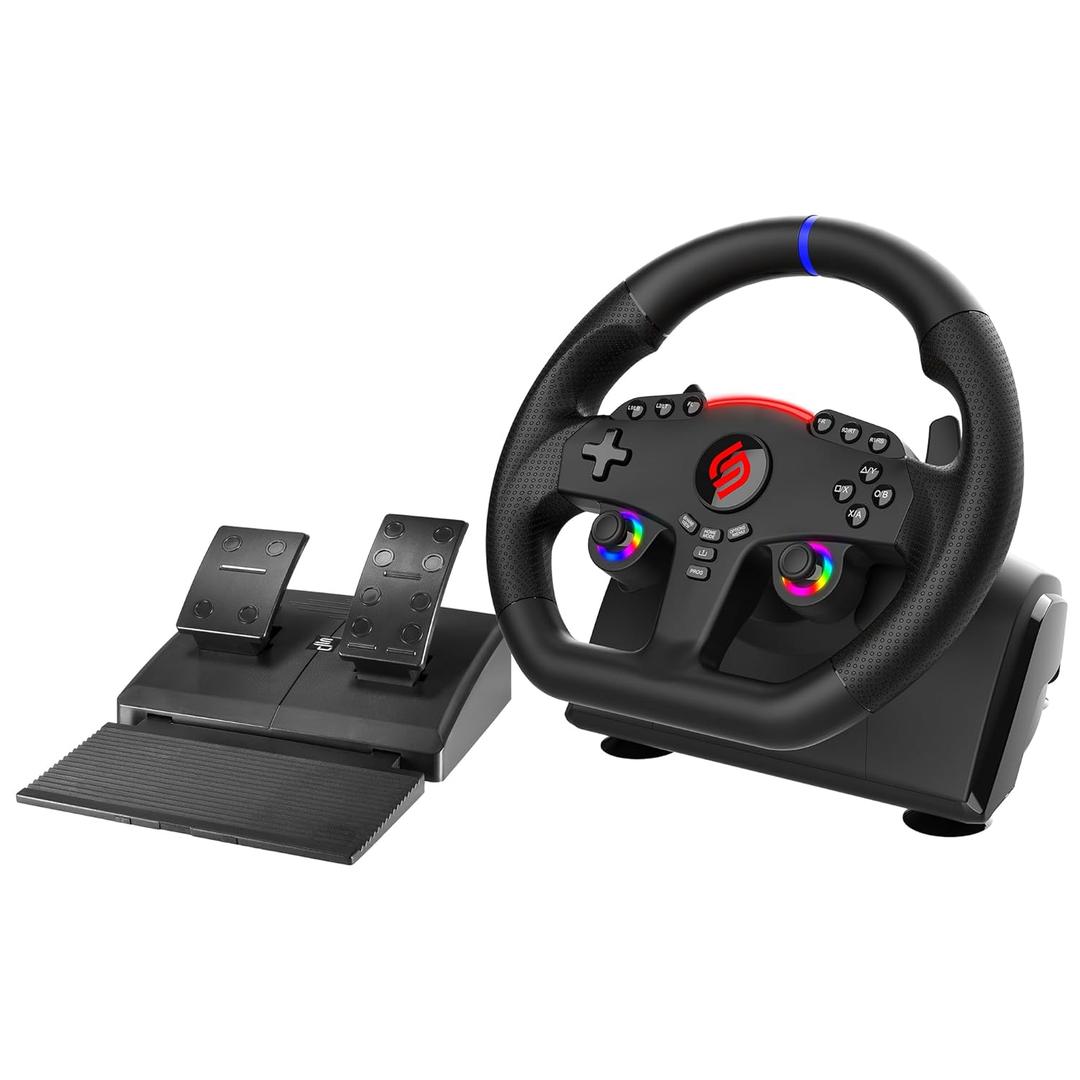 SUBSONIC - Superdrive 270 GT-5 Steering Wheel - PS5 Racing Wheel with Dual Sticks, LED, Pedals and Paddle shifters - 27 cm Diameter, 270 Rotation. For PS5 and PC - Black