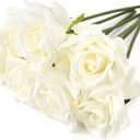 Eyamumo 7PCS Fake Flowers Artificial Rose Silk Real Touch White 30CM