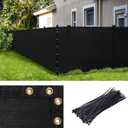 Amgo Black 6' x 50' Fence Privacy Screen, Commercial Standard Heavy Duty Windscreen with Bindings & Grommets, 90% Blockage, Cable Zip Ties Included