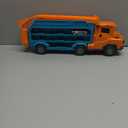 BainGesk Carrier Truck Toys for 3 4 5 6 Years Old Boys, 2.8 Ft Race Track Transport Cars with 6 Die-Cast Metal Toy Cars, Birthday Gifts Kids Age 3-5, Racing Toys Gifts for Toddlers (Orange)