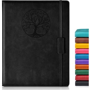 Lined Journal Notebook for Women Men,256 Pages A4 Large Hardcover Leather Journals for Writing,Travel,Business,Work,School,College Ruled Notebooks for Note Taking, Diary Notepad 8.6"11" (Black)