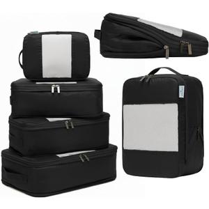 6-Pack Large Compression Packing Cubes for Travel - Lightweight Compression Packing Cube Set, Water-Resistant Luggage Organizer Bags & Suitcase Organizers, Travel Cubes for Carry-On, Checked Luggage