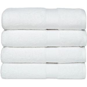 Casa Lino White Bath Towels Set of 4 (54" x 27") - Large Bathroom Towel Set - 100% Cotton Towels for Bathroom - Highly Absorbent & Quick Dry Bath Towel Multipack - New Apartment Essentials