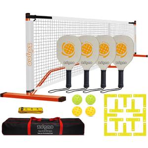 Portable Pickleball Net Set, 22FT Regularion Size Pickle Ball Net with Paddles Set, Outdoor Pickleballs and Carry Bag, Easy Setup for Indoor, Outdoor, Driveway