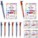 Sabary 30 Sets End of Year Student Gifts from Teacher 0.5mm 6 in 1 Multicolor Ballpoint Pen Retractable with You Are Awesome Cards Classroom Party Favors Bulk for School Office(Classic Style)