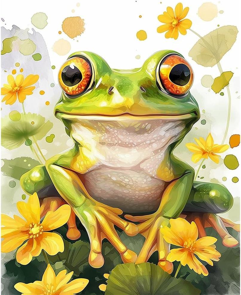 Natuyalo Paint by Numbers for Adults Beginner, Frog Acrylic Easy Paint by Numbers Kits Animal Craft Kits for Adults Suitable for Home Wall Decoration Flameless 16x20 Inch (ART-03)