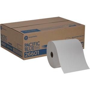 Georgia-Pacific Blue Basic Recycled Paper Towel Rolls by PRO, White, 26601, 800 Feet Per Roll, 6 Rolls Per Case