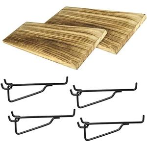 2 Pack Wooden Pegboard Shelves, 1/4 inch Peg Board Organizer Accessories, Shelves and Baskets Brackets, Display and Storage Shelving Rack for Garage Workbench Art Craft Room Office Hobby Workshop