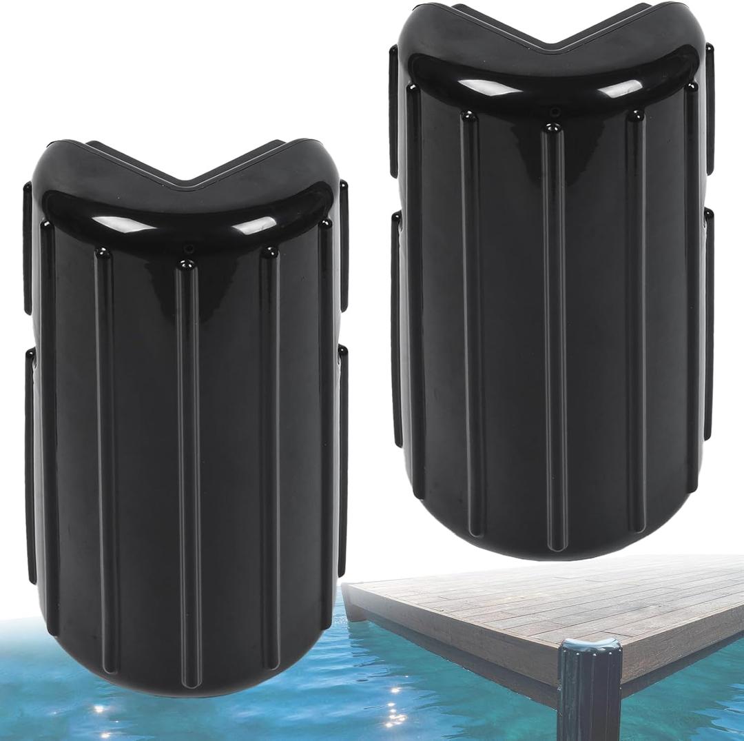 OCEANBROAD Dock Corner Bumpers, Heavy-Duty Marine Guard for Dock Corner & Edge Protection, UV-Resistant PVC with Stainless Steel Hardware, Vertical Installation for Straight Corners (Black)