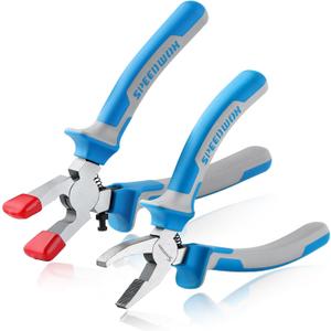 SPEEDWOX 6"" 2Pcs Glass Cutting Pliers Glass Breaking Pliers Set Glass Running Pliers and Breaker Grozer Pliers Glass Cutting Kit Glass Cutter for Bottles Stained Glass Supplies Glass Breaker, Blue