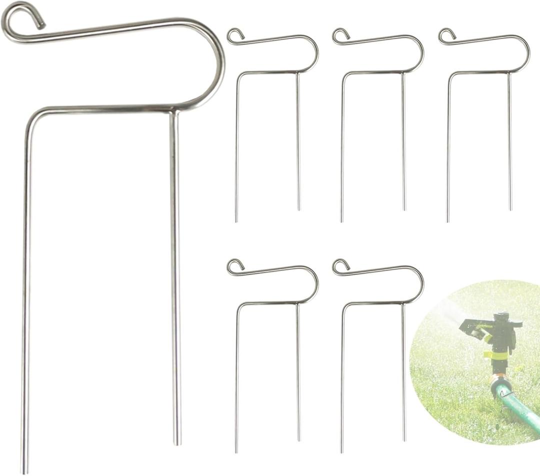 6pcs Stainless Steel Garden Hose Guides, Heavy Duty Hose Guide Stakes, Sturdy Stainless Steel Metal Garden Stakes Exterior Patio Lawn Hose Guards,for Garden Yard Plant Protection
