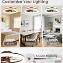 VOLISUN Low Profile Ceiling Fans with Lights and Remote, 20in Fandelier Ceiling Fan Flush Mount, 3000K-6500K Smart Bladeless LED Fan Light, Farmhouse Ceiling Fans with Lights for Bedroom(Wood)