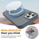 Liquid Silicone Case for iPhone 16 Pro Max with Magnetic Ring Stand, Military Grade Shockproof Protection, Anti-Scratch Microfiber Lining Covers for iPhone 16 Pro Max, Grey