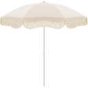 Klyyo Clyro 6.5ft Patio Umbrella with Fringe, UPF 50+ UV Boho Outdoor Beach Umbrella with Carry Bag, UV Protection Sun Shade with Tassels for Garden, Deck, Backyard, Poolside Decor(1 Pcs,with Tripod)