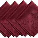 Elrene Home Fashions Caiden Elegance Damask Waterproof, Stain & Wrinkle Resistant Fabric Napkins (Set of 4), 17" x 17", Cranberry