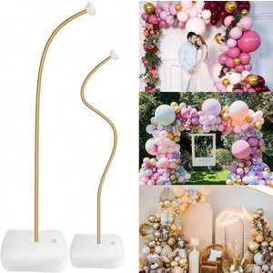 Balloon Arch Kit - Free Bending Shape, Balloon Column Stand Independent Suspended Standing, 12" Water-Filled Base - Ideal for Weddings, Baby Showers, and Birthday Parties (Golden 8.2ft & 5ft)