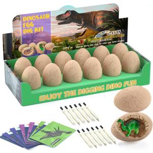 BIGEAR Easter Dinosaur Eggs Excavation Dig Kit - Dinosaur Toys for Kids - Break Open 12 Dinosaur Eggs and Discover 12 Cute Dinosaurs - Archaeology Preschool Science STEM Crafts Birthday Gifts for Boys (Classic Primary Color) BIGEAR Easter Dinosaur Eggs Excavation Dig Kit - Dinosaur Toys for Kids - Break Open 12 Dinosaur Eggs and Discover 12 Cute Dinosaurs - Archaeology Preschool Science STEM Crafts Birthday Gifts for Boys (Classic Primary Color)
