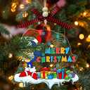 Blue Speedy Hedgehog Christmas Acrylic Ornament, Holiday Tree Hanging Decoration, Sonic-Style Cartoon Blue Hedgehog Ornament Gift for Kids, Boys, Girls, Fans (with Red Bow & Wooden Beads)