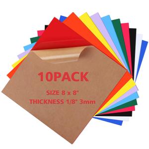 Adrattnay Acrylic Sheets 1/8 Thick, 10Pcs 8 x 8 in Colored Acrylic Panels for Laser Cutting & Engraving (8 x 8 x 1/8")