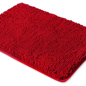Bathroom Rugs 50*75cm, Extra Soft Absorbent Chenille Bath Rugs, Rubber Backing Quick Dry, Machine Washable Bath Mats for Bathroom Floor, Tub and Shower, Home Decor Accessories, Red