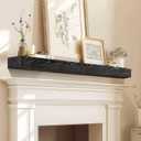 48" Fireplace Mantel, 3'' Thick Handmade Rustic Solid Wood - Wall Long Floating Shelf with Invisible Metal Bracket, Black, 48x3x7-solid