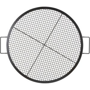 VEVOR X-Marks Fire Pit Grill Grate, Round Cooking Grate, Heavy Duty Steel Campfire BBQ Grill Grid with Handle and Support X Wire, Portable Camping Cookware for Outside Party & Gathering, 30 Inch Black