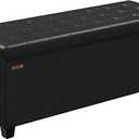 ABHENG Synthetic leather Storage ottoman bench with legs,43.5W x 15.7D x 15.7H,metal frame end of bed bench hold up to 770 LB,Large Storage Chest hold up to 770 LB,Black UASND622B