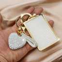 Compatible with Tesla Card Key Holder with Diamond Keychain, Compatible with Tesla Model 3 and Model Y Key Protective Cover Keycard Case for Women (Gold-Heart)