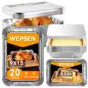 40 Pack Aluminum Pans with Lids,20 Large 9x13" Aluminum Pans Disposable (10 Thick Large Lids) & 20 Medium 8.5x6" Foil Pans (20 Foil Covers), Aluminum Trays With Lids for Baking, Meal Prep, Takeout