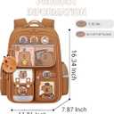 Cute Capybara Backpack with Chic Case and More Pins Ita Bag Cartoon Laptop Travel Utility Funny Going Out Casual Bag(Khaki)