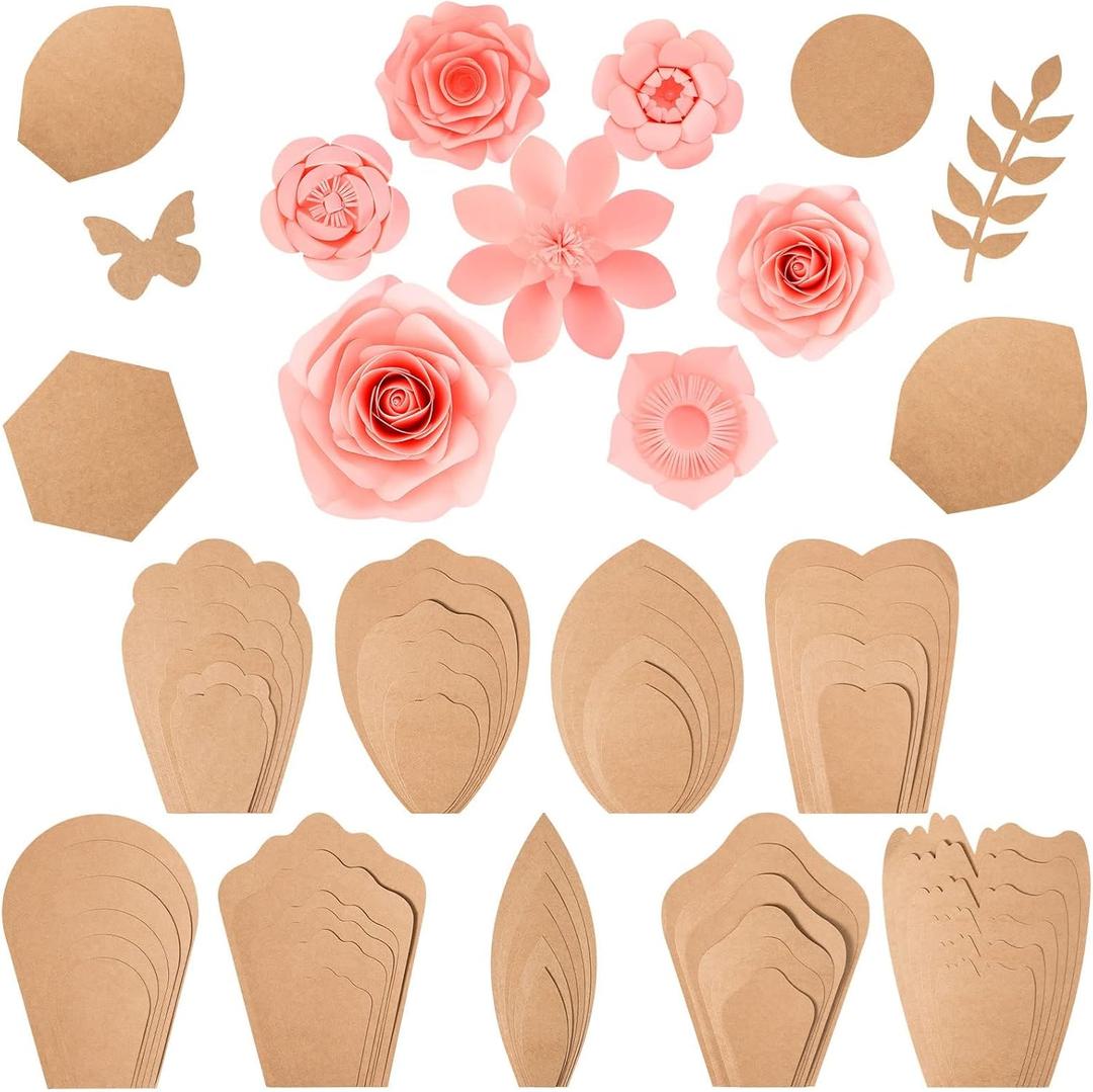 Harloon 60 Pcs Large Paper Flower Template Kit DIY Paper Decorations for Wall Petal Stencil, 9 Types of Flowers for Wedding Birthday Party Photography Backdrop