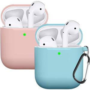 Compatible with AirPods Case Cover Silicone Protective Skin for Airpods Case 2&1 (2 Pack) Sand Pink/Blue