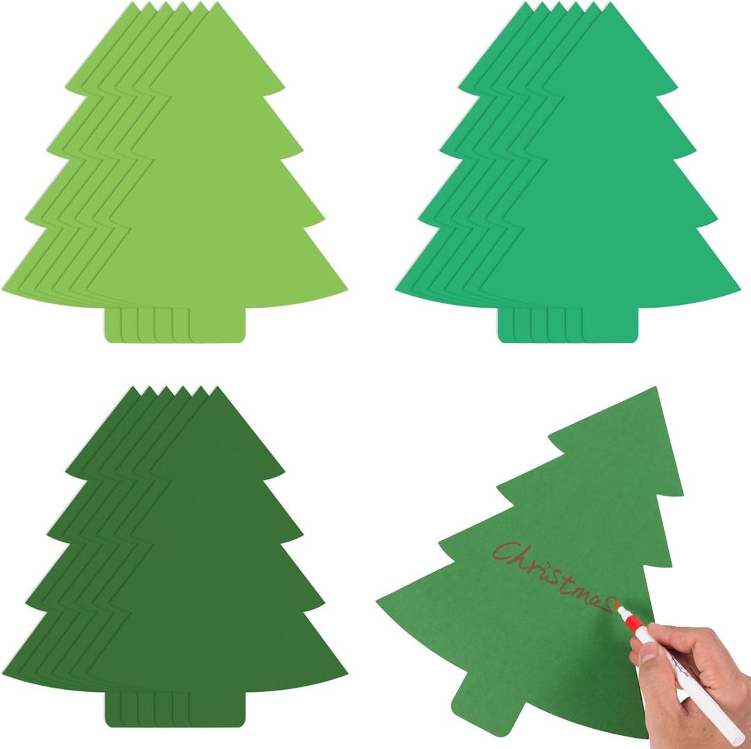 MixTeach 36 Pcs 12 Inch Christmas Tree Cutouts Paper Large Christmas Tree Shape Die Cuts Green Xmas Classroom Bulletin Board Decor with Glue Points for School DIY Craft Projects Holiday Party Supplies