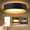 Bargeni Flush Mount Ceiling Light, 12.5 inch LED Ceiling Light with Night Light,Matte Black with Gold Inside,24W/2700K/3000K/4000K/5000K/6000K/5CCT Selectable,Light Fixtures Ceiling Mount for Bedroom