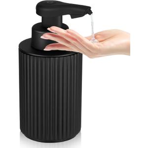 Automatic Soap Dispenser Liquid Touchless: 9oz Black Plastic - Rechargeable Electric Smart 3 Level Adjustable Auto Hand Soap Dispenser - Dish Bathroom Kitchen (Black Gel Type)