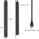 HHSOET Rotating Mountable Power Strip, 12 Outlet Wall Mount Surge Protector,1200J, Metal Heavy Duty and Versatile Outlet Strip, Stylish Appearance, Sturdy and Durable, 6ft Power Cord.(Black)