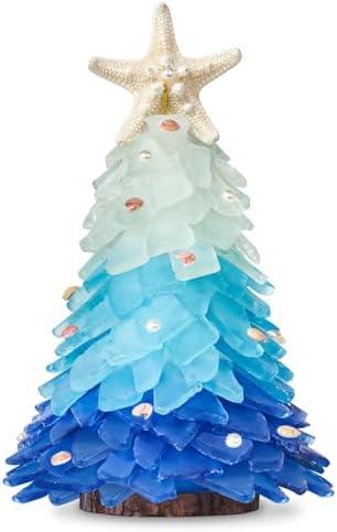 Sea Glass Christmas Tree - Handcrafted Mini Christmas Tree, Table Centerpiece - Ideal for Christmas, New Year, Home Decor, Coastal Holiday Decor and More (Blue Gradient)