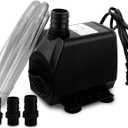 PULACO Large Flow: 800GPH3000L/HSubmersible Pump with 6.5 ft Tubing, 45Watt Durable Fountain Water Pump With 4 Nozzles For Above 80 gallons Fish Tank or Pond