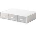 Desk Organizer-Stackable Storage Drawers, Plastic Compact Desk Storage Box Perfect for Collection Small Item/Cosmetic Office Organizer - 3 drawers (White)