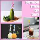 5 x Cocurb Stanley Cup Accessories, Silicone Straw Cover Cap for Stanley Cup 30 to 40 Oz 0.4 inches,with 4 Initial Personalized Letter Charm for Tumblers 4 Dust-Proof Straw Toppers and 4 Letter D