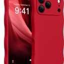Magnetic for iPhone 17 Pro Case, [Full Camera Protection][Compatible with MagSafe] Cute Wave Frame Silicone Shockproof Protective Phone Case for iPhone 17 Pro 6.3", Red