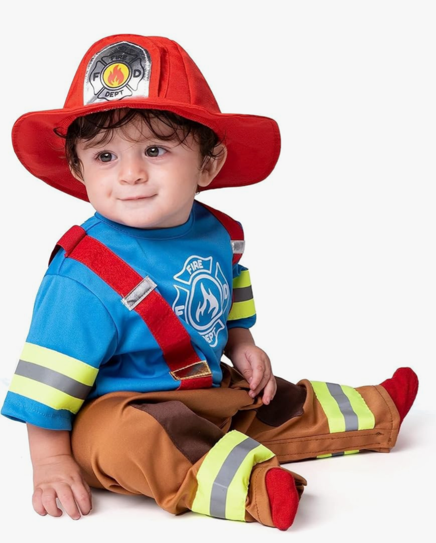 Spooktacular Creations Halloween Toddler Firefighter Costume, Baby Fireman Costume for Infants Boys Halloween Dress Up Party 12-18M