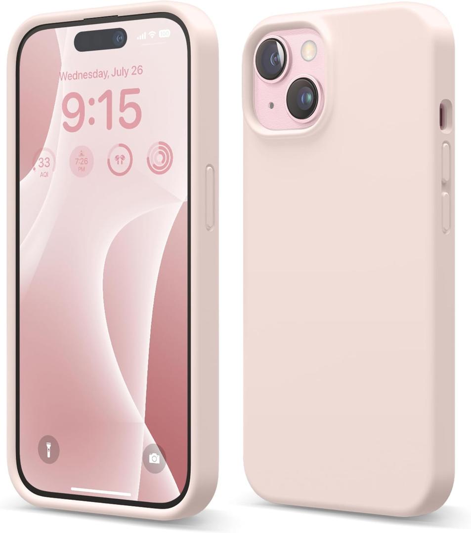 elago Compatible with iPhone 15 Case, Liquid Silicone Case, Full Body Protective Cover, Shockproof, Slim Design, Anti-Scratch Soft Microfiber Lining, 6.1 inch (Lovely Pink)