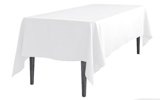 Decor Linens 90 x 132 Inch Rectangular Polyester Tablecloth with Oblong Corners, Weddings, Trade show, Banquets, Home, White