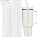 PROOCI 12" Reusable Straws for Stanley/Yeti 30oz-40oz Cup Tumbler, 10-Pack Long Plastic Straws with Cleaning Brush, Clear Bend Replacement Straw for Drinking Smoothie, Milkshake | Food Grade Tritan